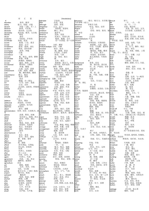 成人本科学士学位英语词汇表
