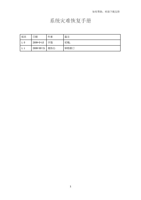 系统灾难恢复手册sop