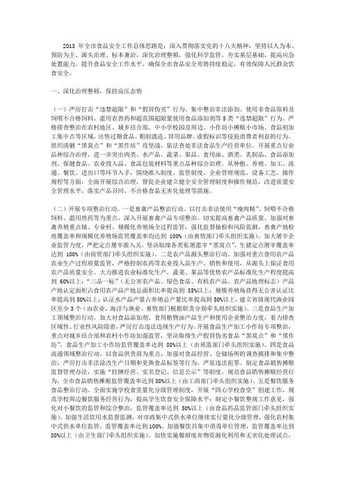 2013年食品安全实施要点