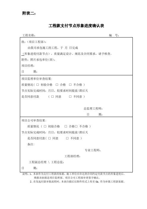 附表二：付款形象进度确认单.docx