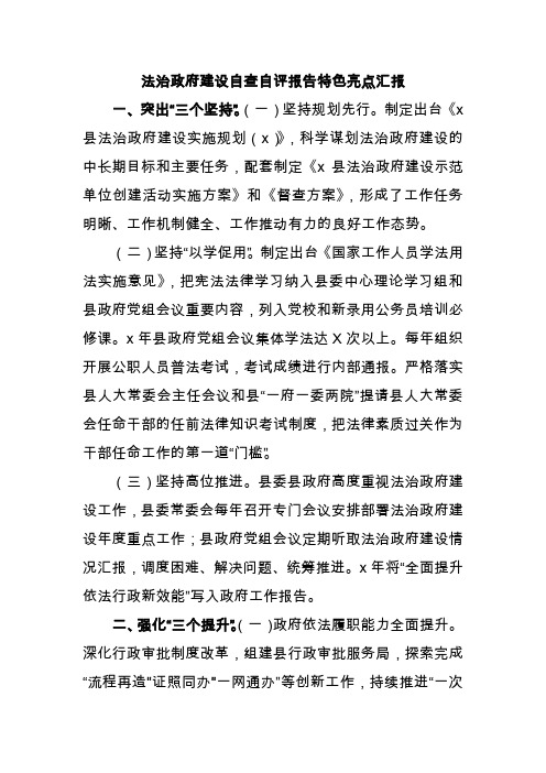 法治政府建设自查自评报告特色亮点汇报