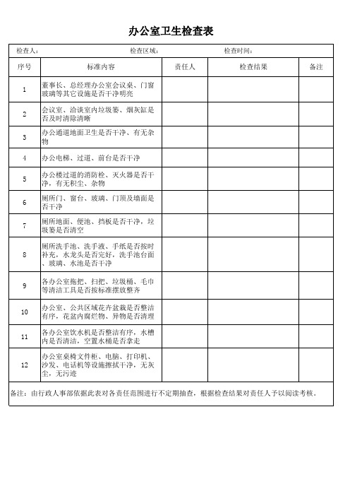 办公室卫生检查表