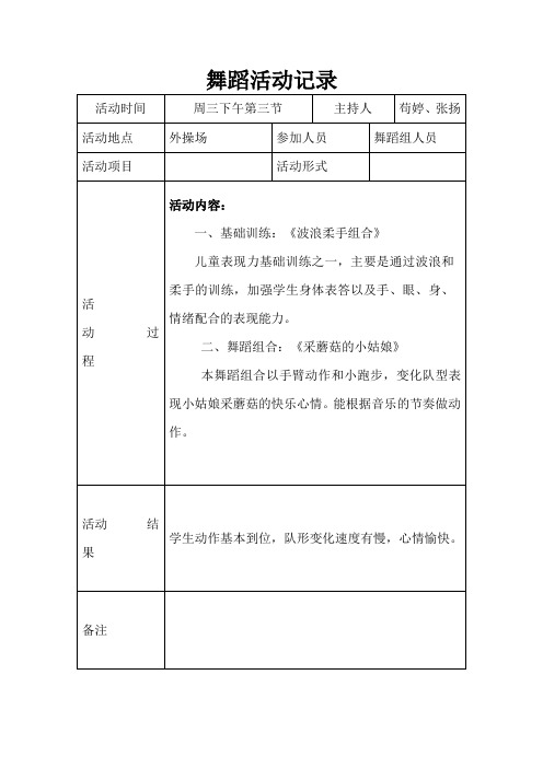 舞蹈兴趣小组活动记录(1)
