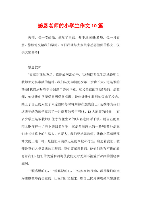 感恩老师的小学生作文10篇
