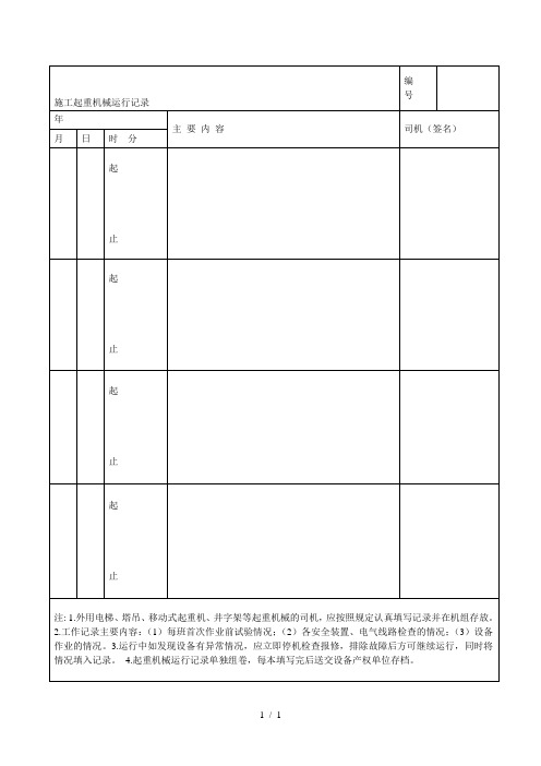 施工起重机械运行记录