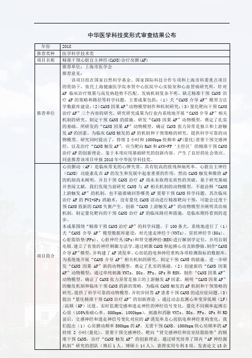 (CANS)治疗房颤(AF) - 中华医学会