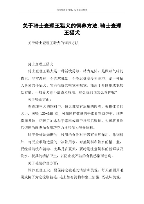 关于骑士查理王猎犬的饲养方法,骑士查理王猎犬