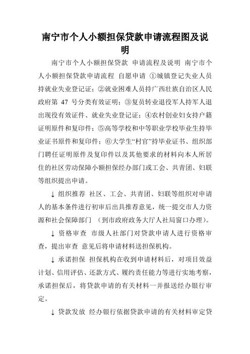 南宁市个人小额担保贷款申请流程图及说明.doc