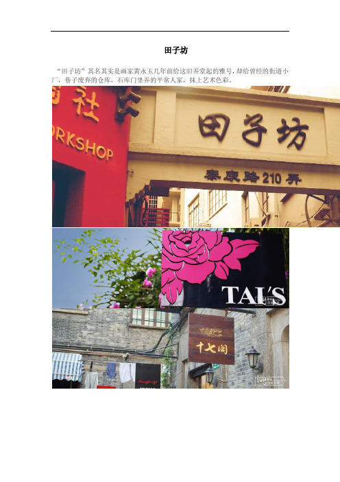 (精品)田子坊等几个上海旧城改造案例旅游推荐