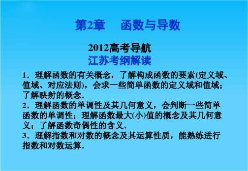 优化方案高考总复习数学文科 苏教版 (江苏专用)(课件)第2章高考导航