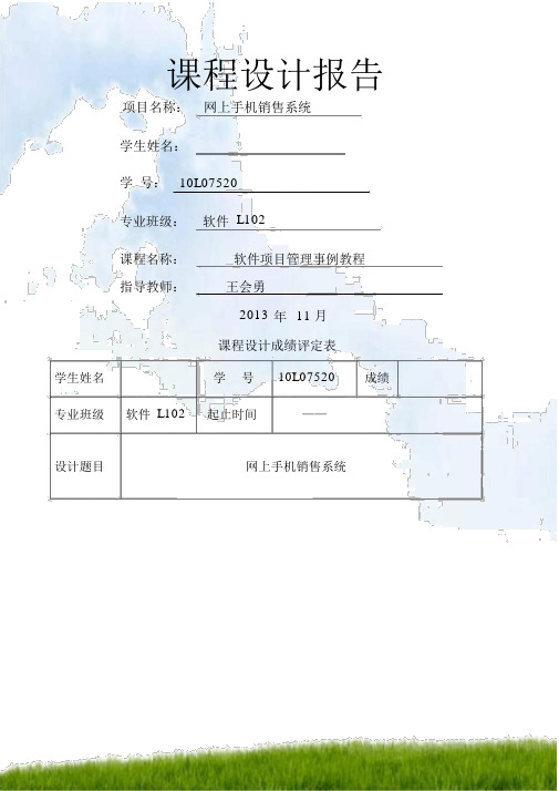 网上手机销售系统项目管理课程设计报告