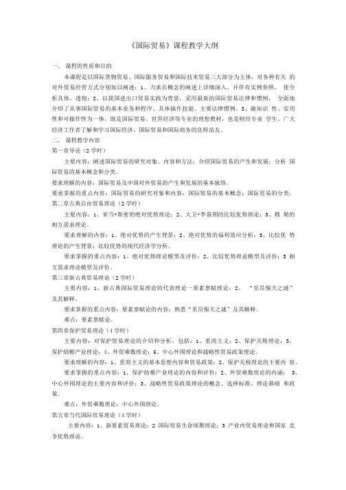 [精品]国际贸易教学大纲.doc