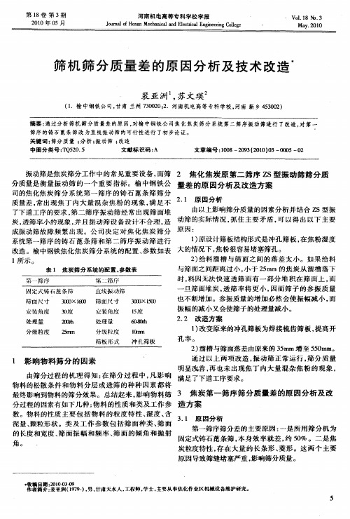 筛机筛分质量差的原因分析及技术改造