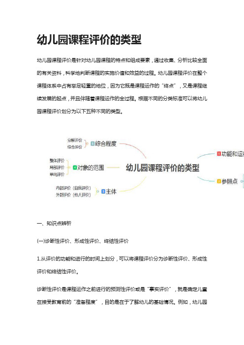 [全]幼儿园课程评价的类型