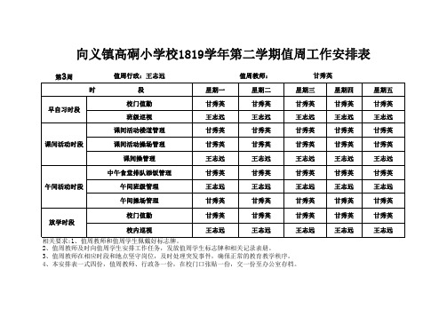 值周安排表