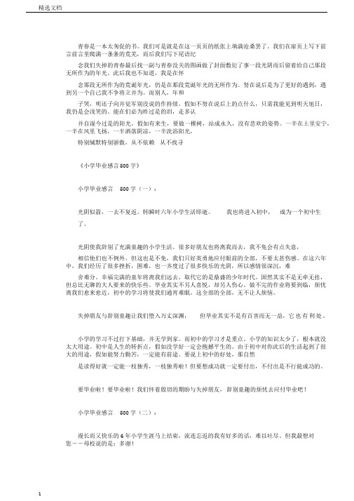 小学毕业感言500字10篇(版)