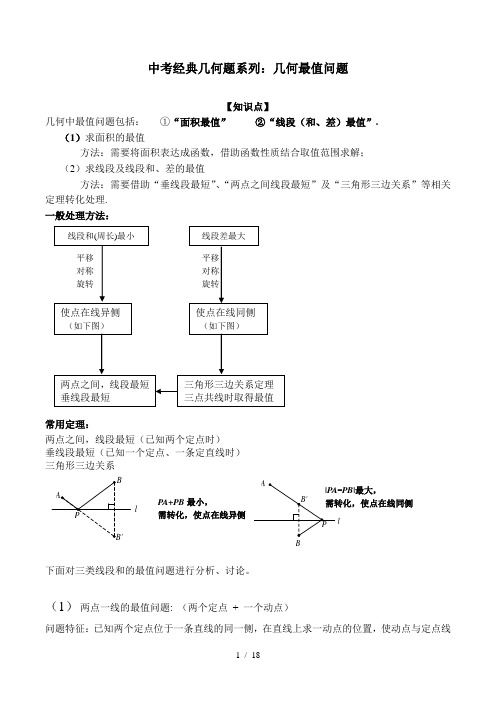 2020年九年级数学中考经典几何题讲义系列：几何最值问题
