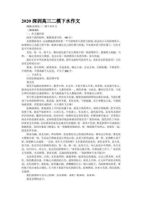 2020深圳高三二模下水作文