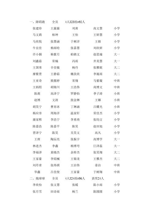 运动会名单