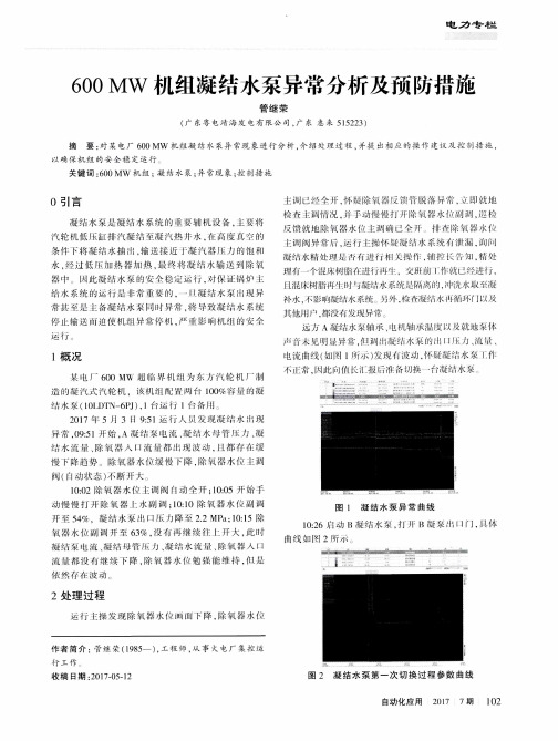 600MW机组凝结水泵异常分析及预防措施