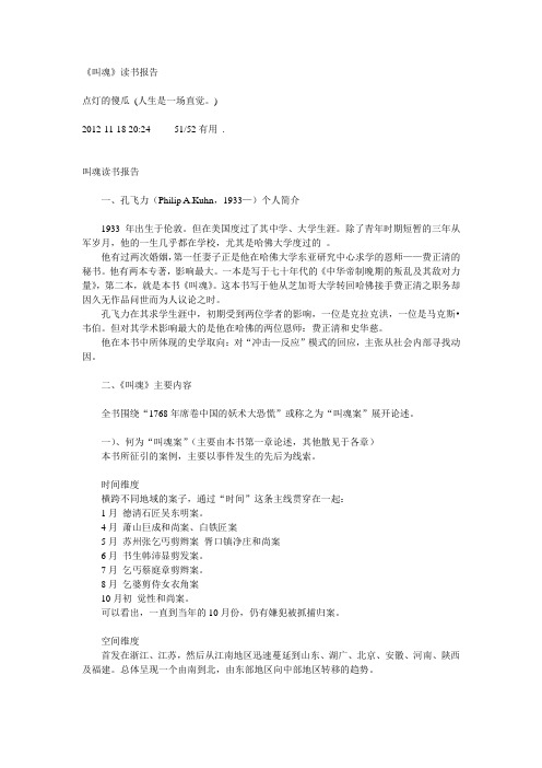 《叫魂》读书报告
