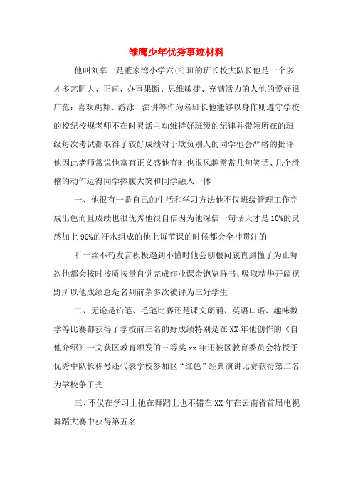 雏鹰少年优秀事迹材料
