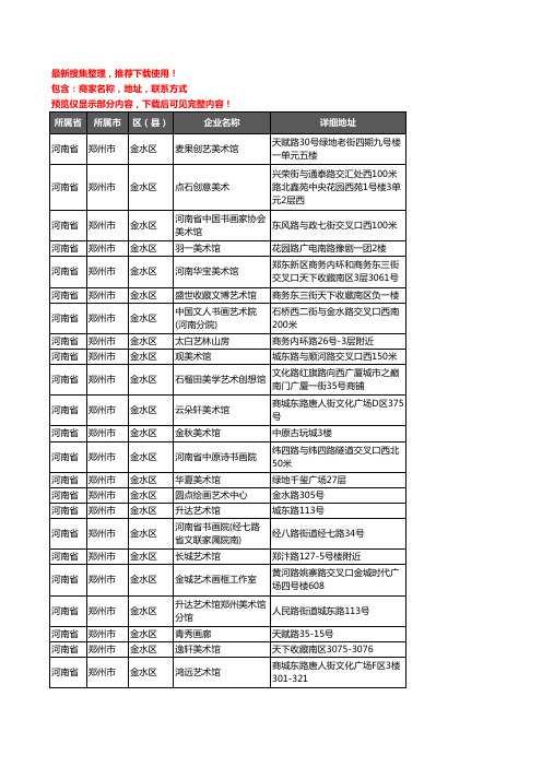 新版河南省郑州市金水区画廊企业公司商家户名录单联系方式地址大全46家