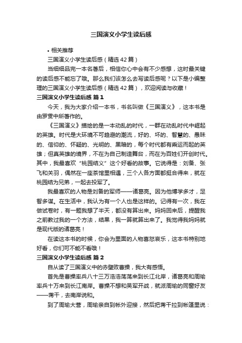 三国演义小学生读后感
