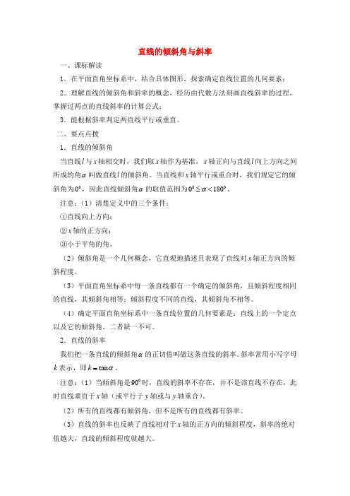 高考数学复习点拨 直线的倾斜角与斜率