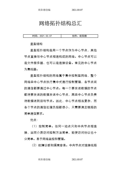 网络拓扑结构大全和图片(星型、总线型、环型、树型、分布式、网状拓扑结构)之欧阳德创编
