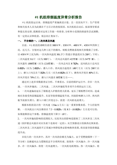 1机组排烟温度异常分析报告