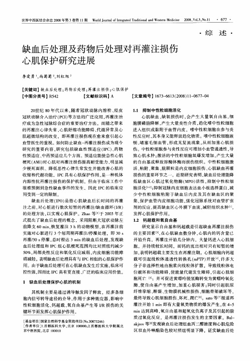 缺血后处理及药物后处理对再灌注损伤心肌保护研究进展