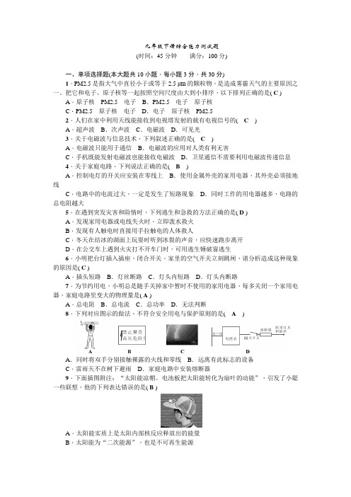 九年级下册综合能力测试题