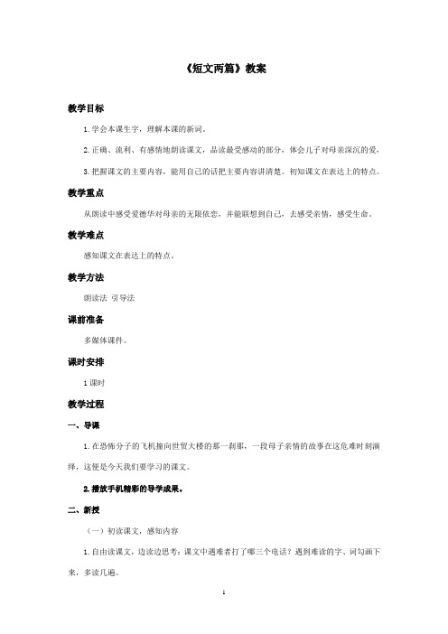 最新湘教版小学语文五年级上册《短文两篇》优秀教案(精品)