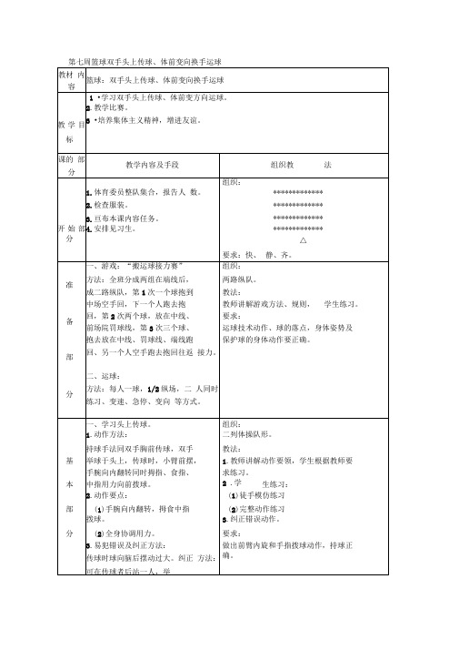 第七周篮球双手头上传球
