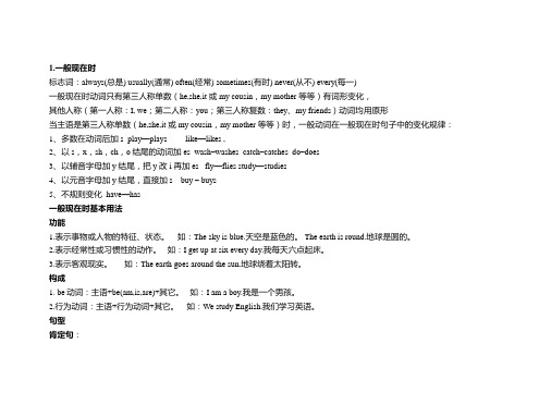 小学英语时态总结(牛津)