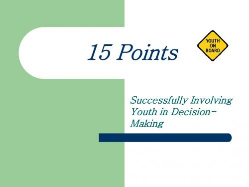 15 Points - Successfully Involving Youth in Decision-Making