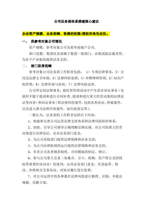 公司法务部体系搭建法律建议