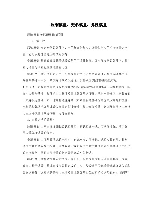 压缩模量、变形模量、弹性模量