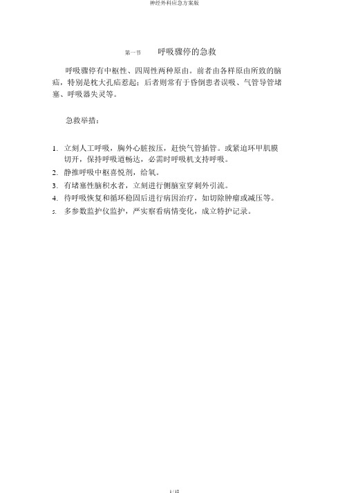 神经外科应急预案版