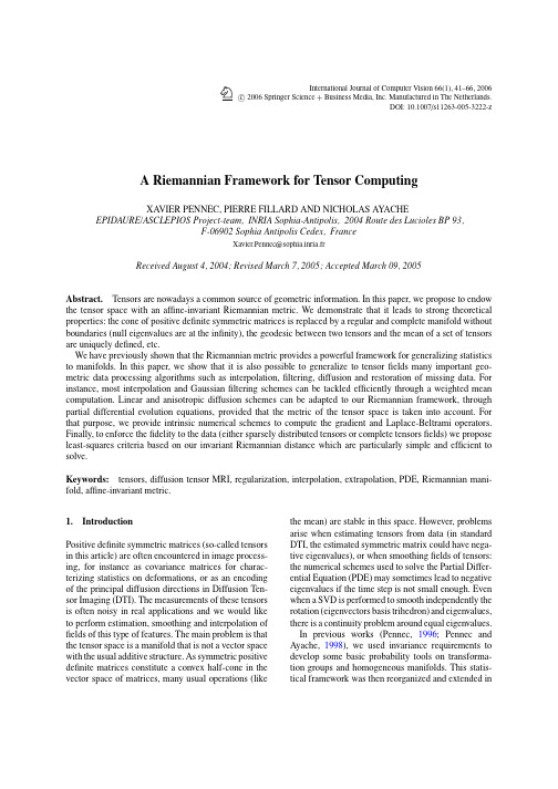 A Riemannian Framework for Tensor Computing