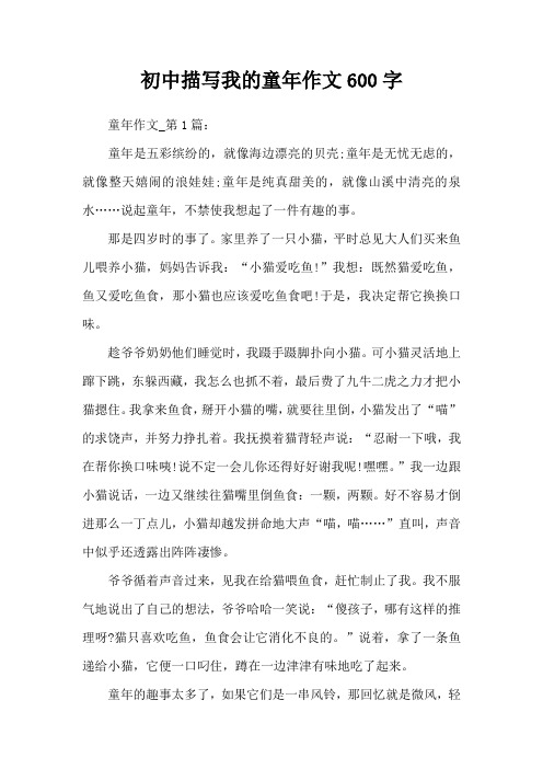 初中描写我的童年作文600字