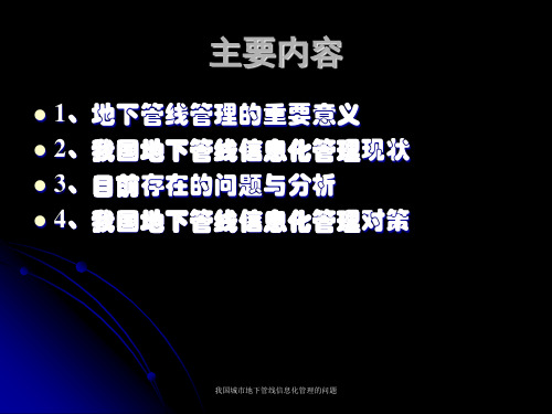 我国城市地下管线信息化管理的问题