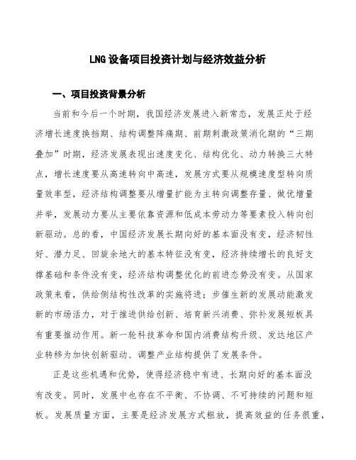 LNG设备项目投资计划与经济效益分析