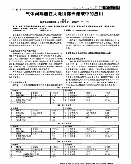 气体间隔器在大陡山露天爆破中的应用