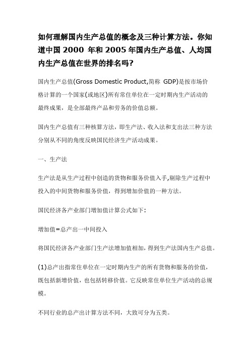 如何理解国内生产总值的概念及三种计算方法