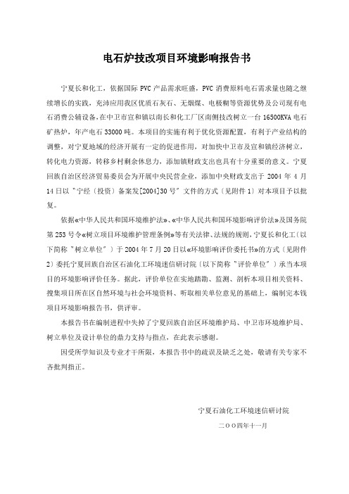 电石炉技改项目环境影响报告书