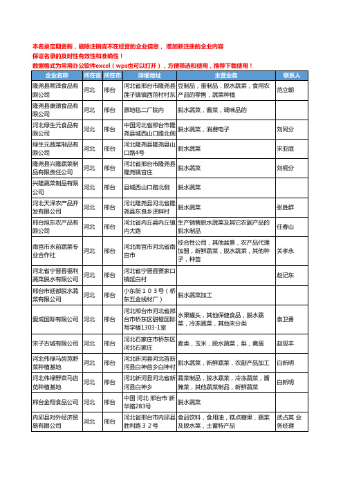 2020新版河北省邢台脱水蔬菜工商企业公司名录名单黄页大全18家