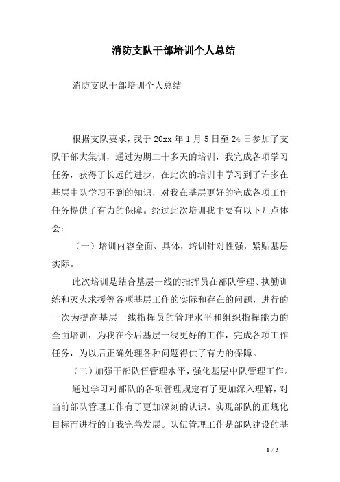 消防支队干部培训个人总结