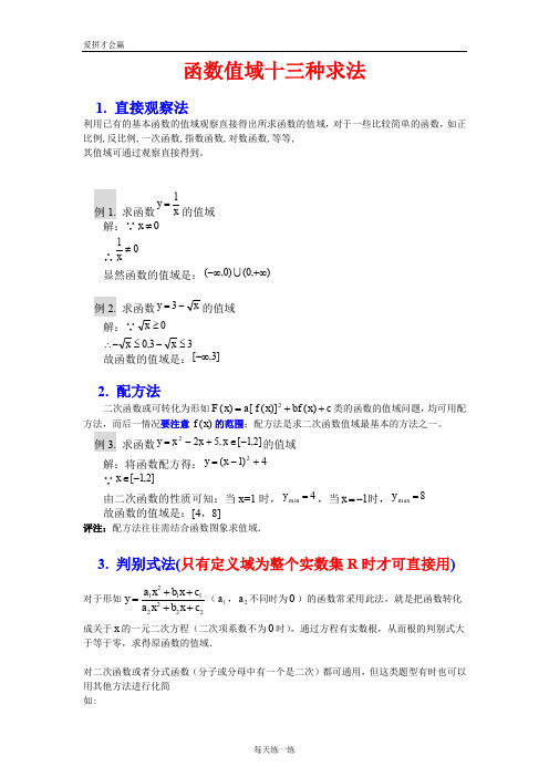 高考数学复习函数值域的13种求法